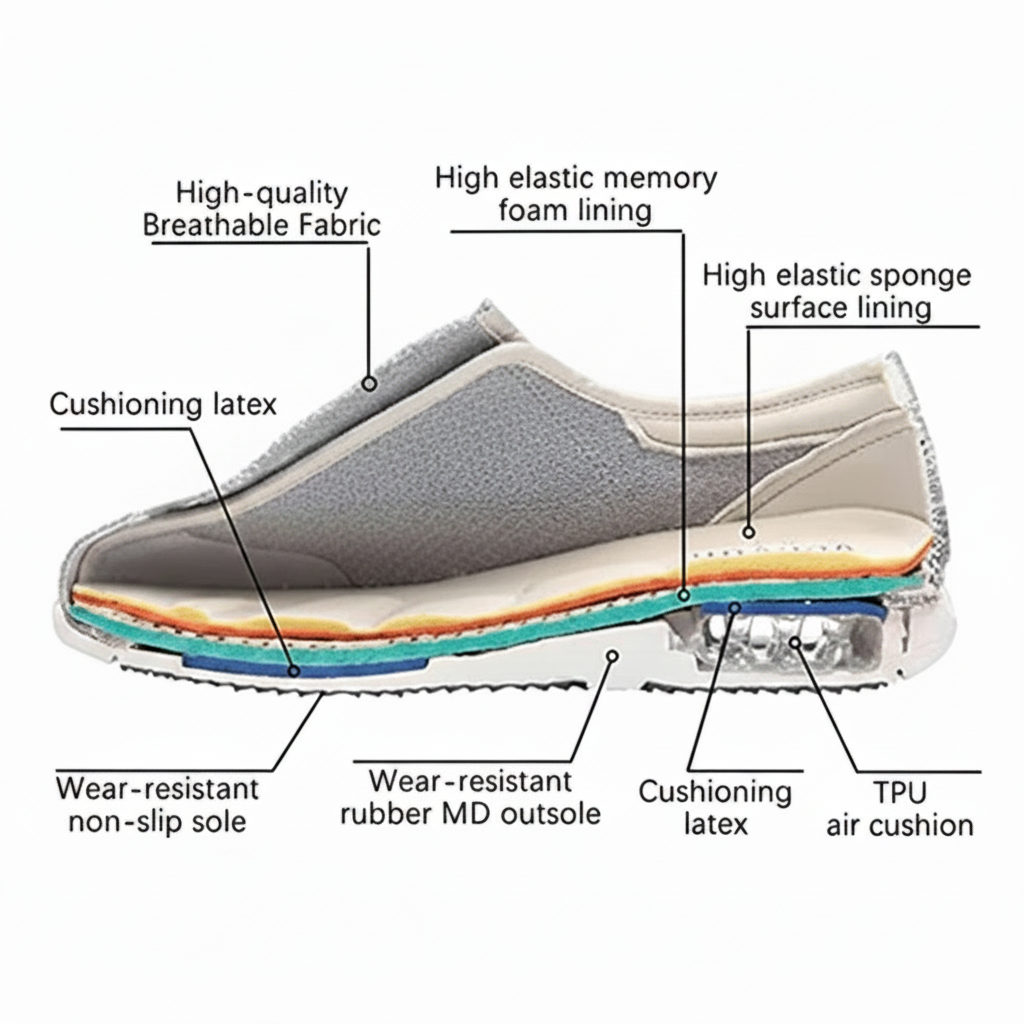 Scarpe extra larghe traspiranti con supporto e rete ventilata