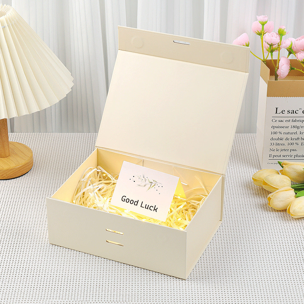 Scatola regalo magnetica premium con luci LED e biglietto d'auguri