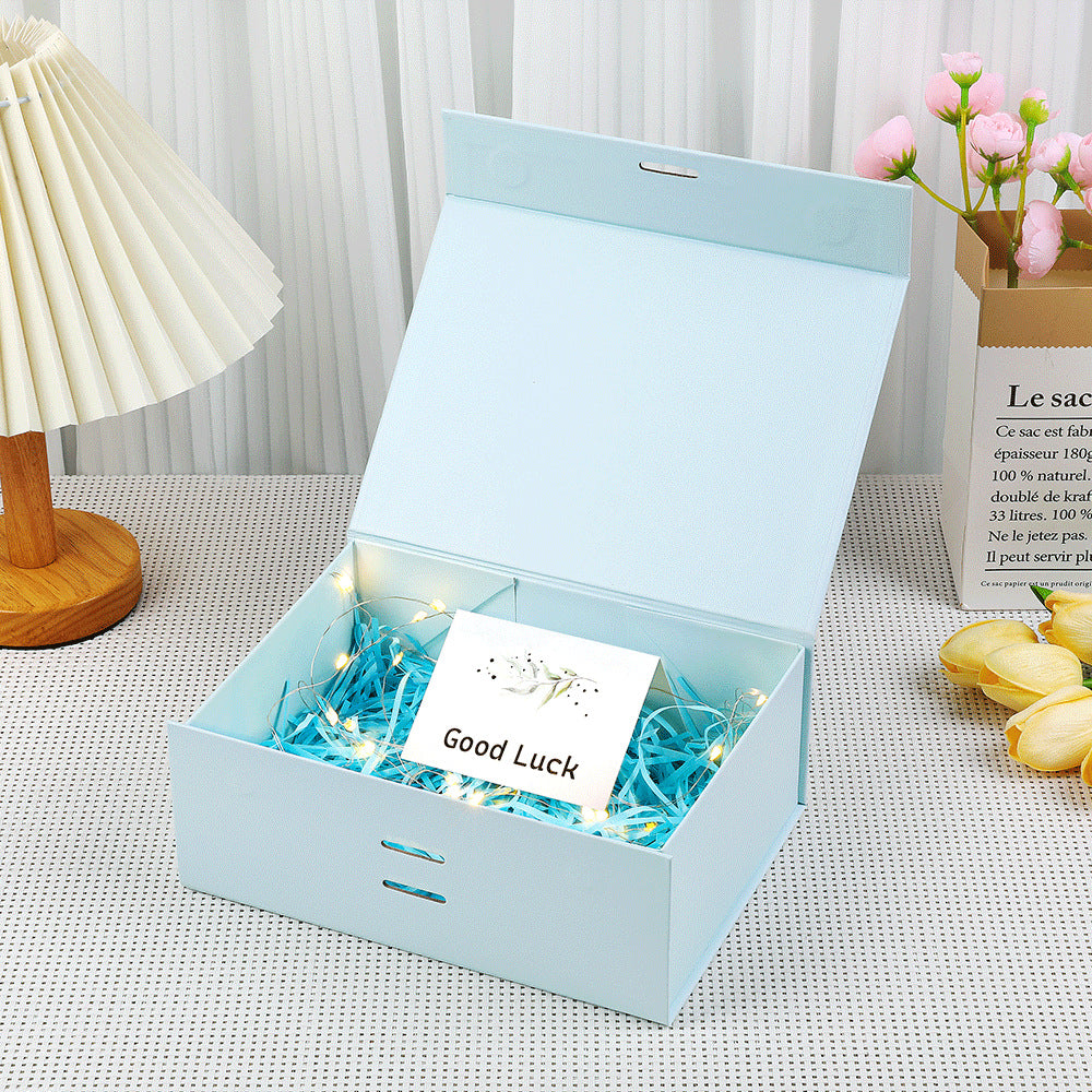 Scatola regalo magnetica premium con luci LED e biglietto d'auguri
