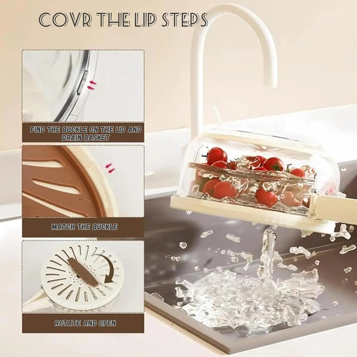 Scolapasta multifunzione con coperchio per lavare e conservare frutta e verdura