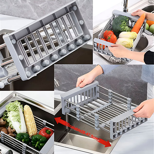 Scolapiatti regolabile per lavello – per stoviglie e verdure