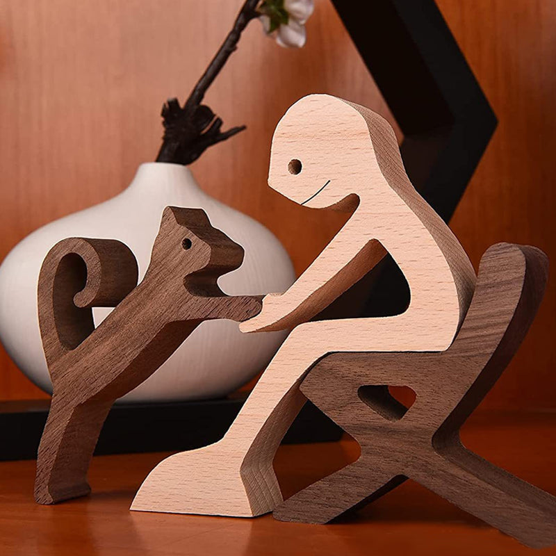 Scultura in legno da tavolo per amanti degli animali – Il legame tra te e il tuo amico a quattro zampe
