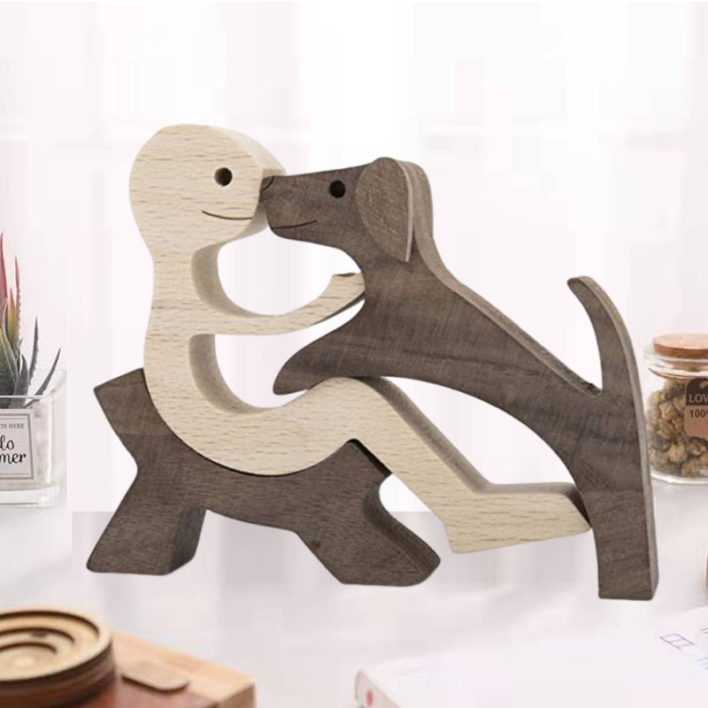 Scultura in legno da tavolo per amanti degli animali – Il legame tra te e il tuo amico a quattro zampe