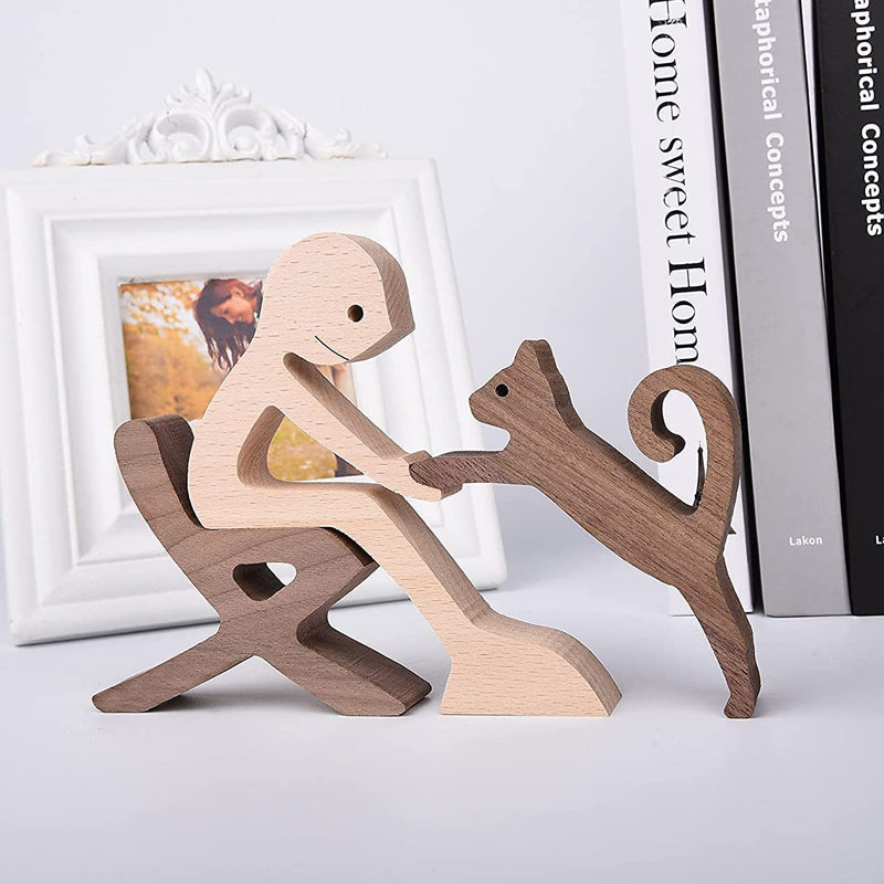 Scultura in legno da tavolo per amanti degli animali – Il legame tra te e il tuo amico a quattro zampe
