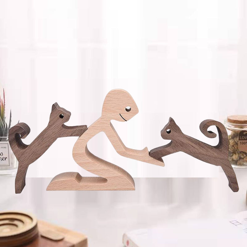 Scultura in legno da tavolo per amanti degli animali – Il legame tra te e il tuo amico a quattro zampe
