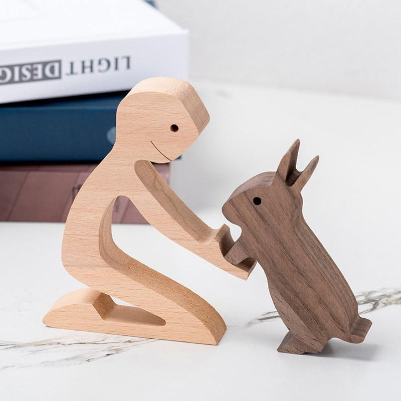 Scultura in legno da tavolo per amanti degli animali – Il legame tra te e il tuo amico a quattro zampe
