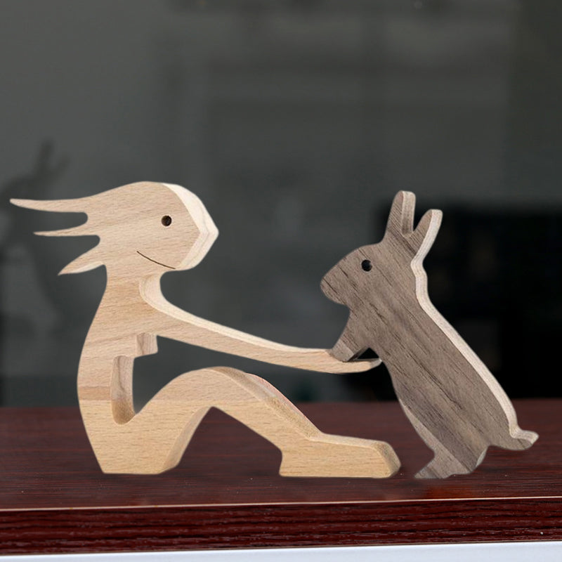 Scultura in legno da tavolo per amanti degli animali – Il legame tra te e il tuo amico a quattro zampe