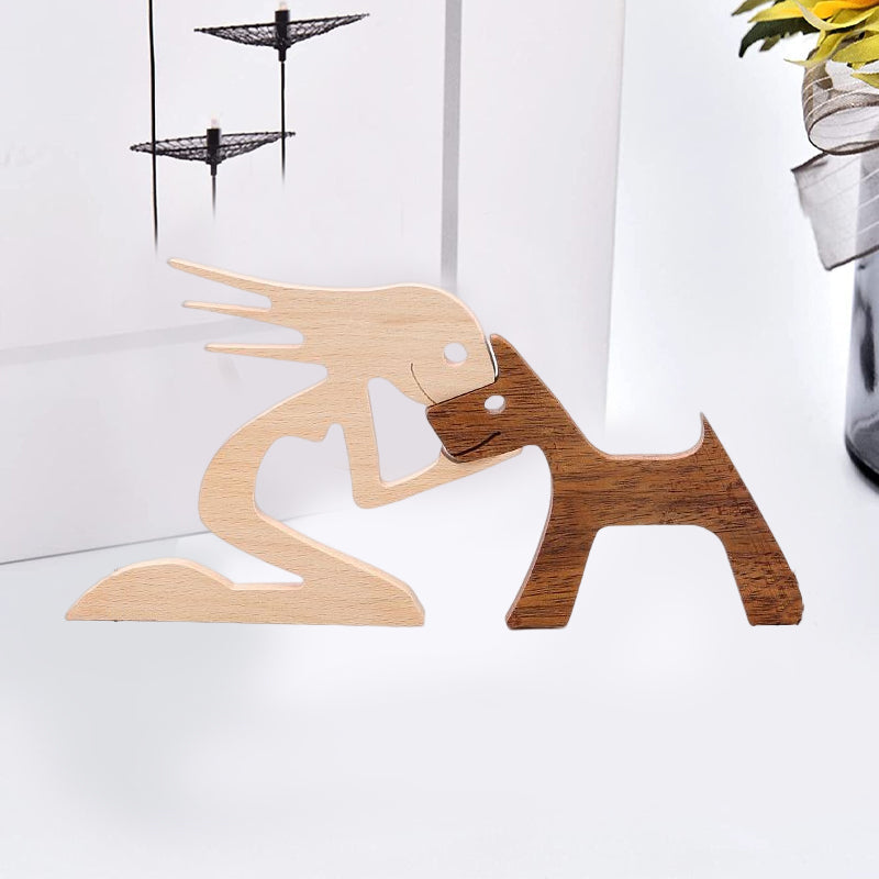 Scultura in legno da tavolo per amanti degli animali – Il legame tra te e il tuo amico a quattro zampe