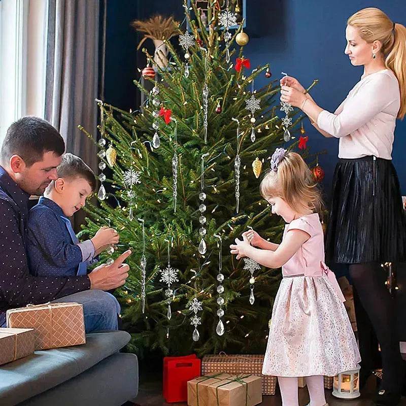 Set 10 pendenti natalizi a ghiacciolo in acrilico trasparente per albero di Natale