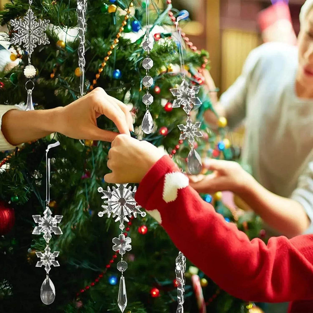 Set 10 pendenti natalizi a ghiacciolo in acrilico trasparente per albero di Natale