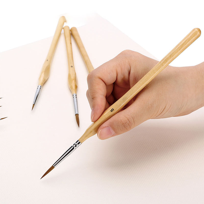 Set 11 pennelli di precisione per miniature con manico in legno naturale