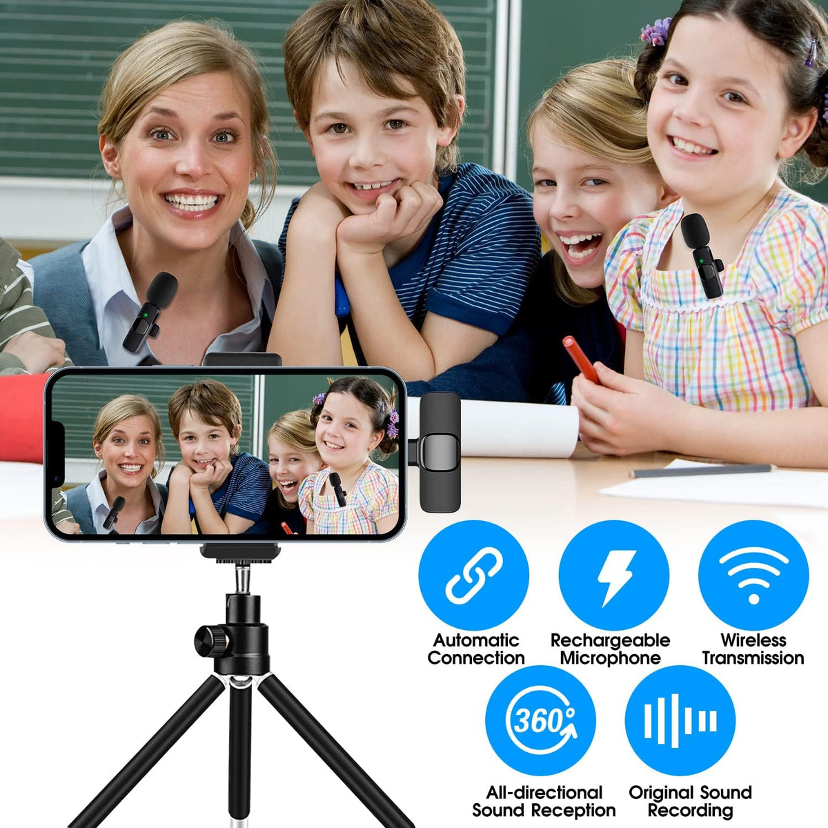 Set 2 microfoni wireless per iPhone e iPad