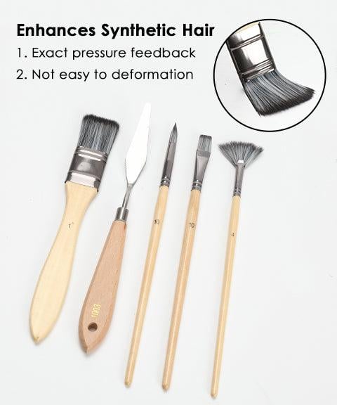 Set 24 pennelli per pittura in nylon con 7 forme e spatola