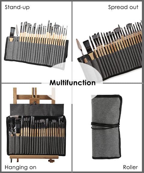 Set 24 pennelli per pittura in nylon con 7 forme e spatola