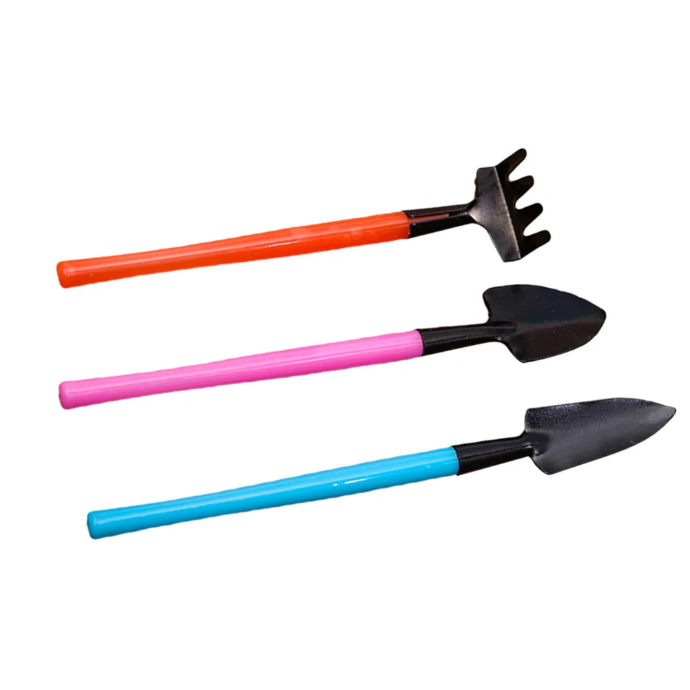 Set 3 mini attrezzi da giardinaggio Florinita – paletta, rastrello e zappetta per piante da interno e bonsai – 22 cm