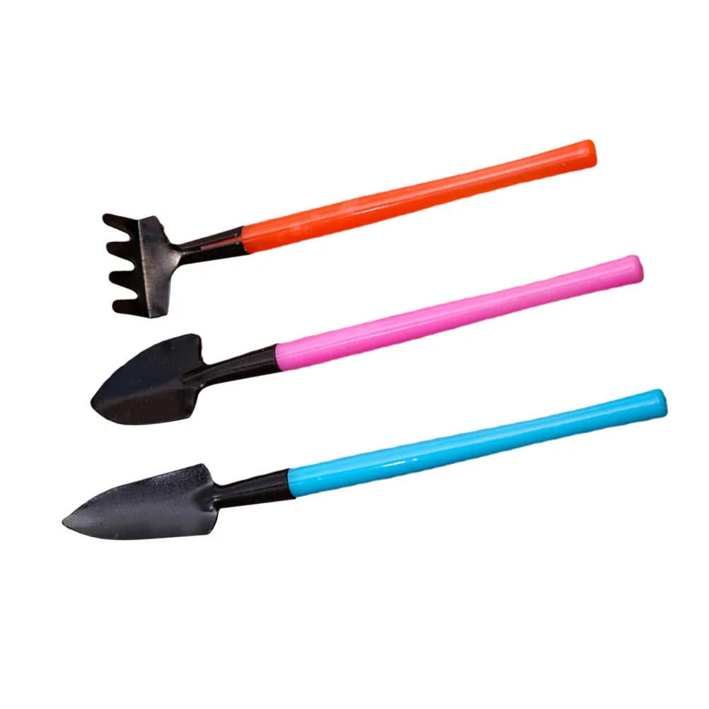 Set 3 mini attrezzi da giardinaggio Florinita – paletta, rastrello e zappetta per piante da interno e bonsai – 22 cm