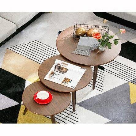 Set 3 tavolini da caffè rotondi stile nordico moderno