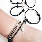 Set 4 bracelets magnetici con cuore in corda