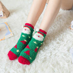 Set 4 paia di calzini natalizi in pile di corallo morbidi e caldi