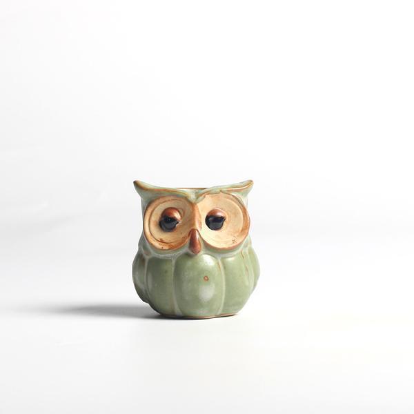 Set 5 vasi in ceramica con gufi decorativi