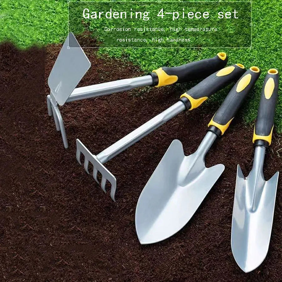 Set attrezzi da giardino Groviva 4 pezzi in acciaio inox con zappa e paletta