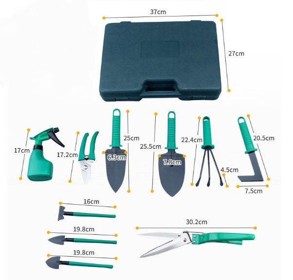 Set di attrezzi da giardino colorati 10 pezzi – Ergonomici e multifunzionali