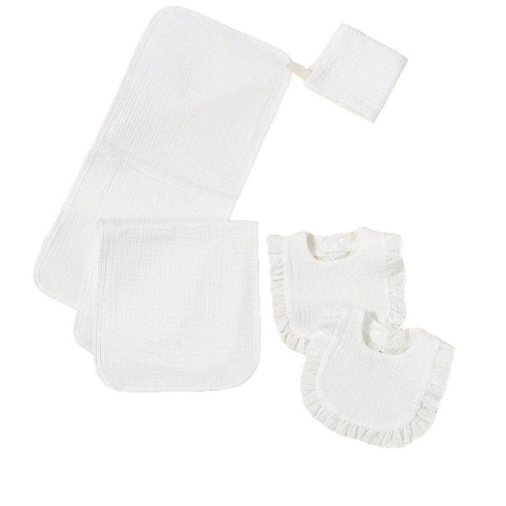 Set bavaglini e fasciatoi in mussola morbida per neonato