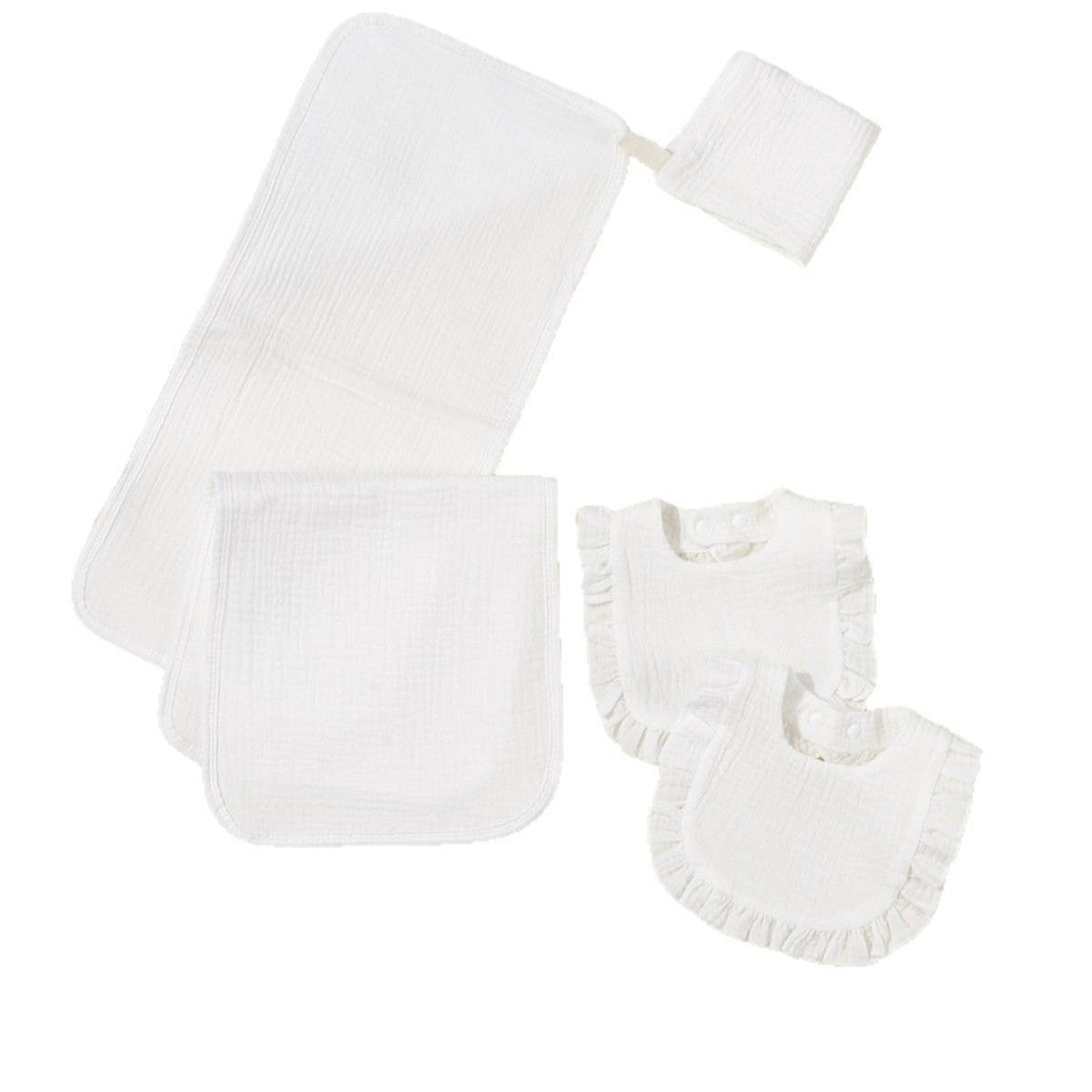 Set bavaglini e fasciatoi in mussola morbida per neonato
