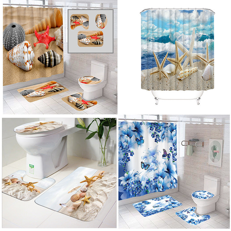 Set coordinato bagno con tenda doccia e tappetini