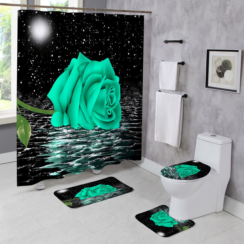 Set coordinato bagno con tenda doccia e tappetini