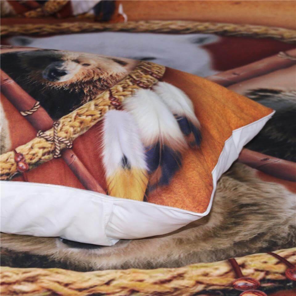 Set copripiumino 3 pezzi con acchiappasogni nativo americano e animali selvatici 3D
