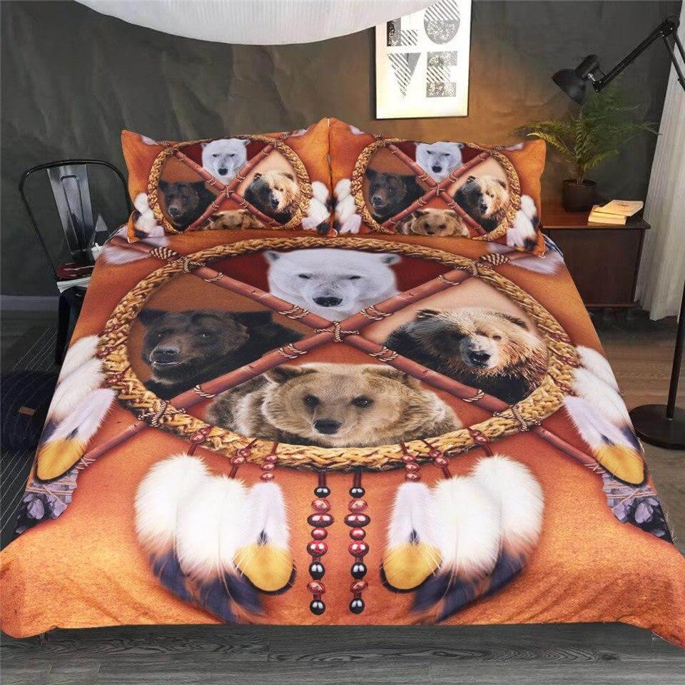 Set copripiumino 3 pezzi con acchiappasogni nativo americano e animali selvatici 3D