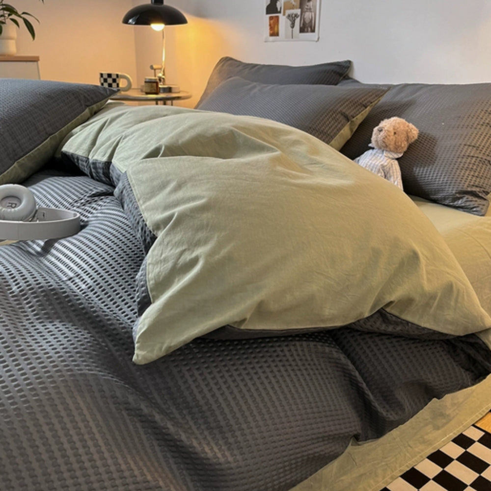 Set copripiumino waffle ultra-morbido Beaumont – 3 pezzi