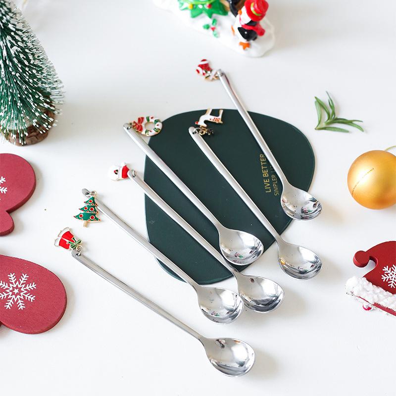Set di cucchiaini e forchette natalizie in acciaio inox