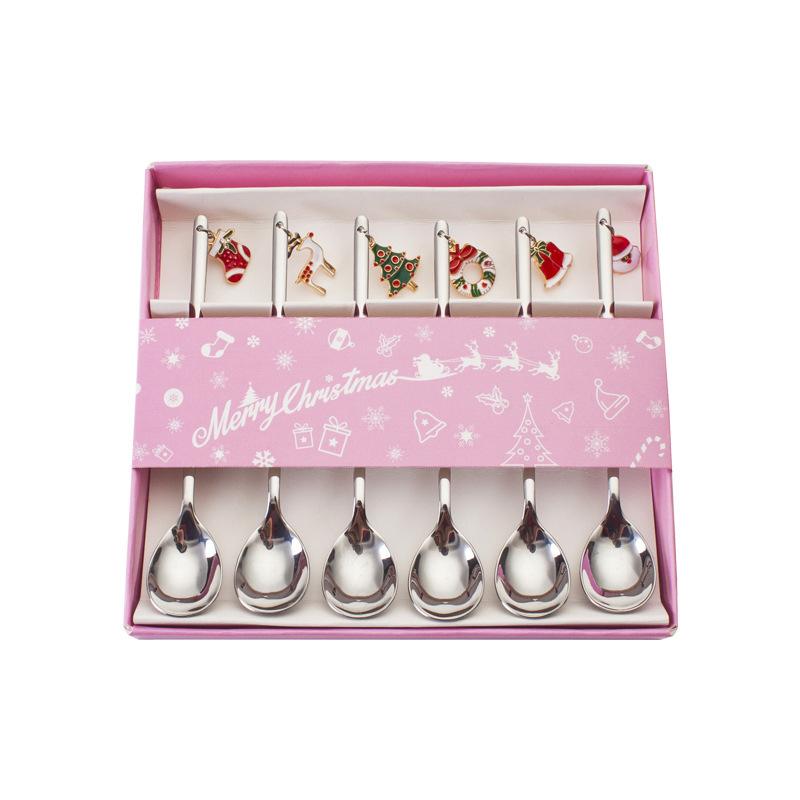 Set di cucchiaini e forchette natalizie in acciaio inox