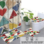 Set decorativo per bagno con tenda doccia e tappetini