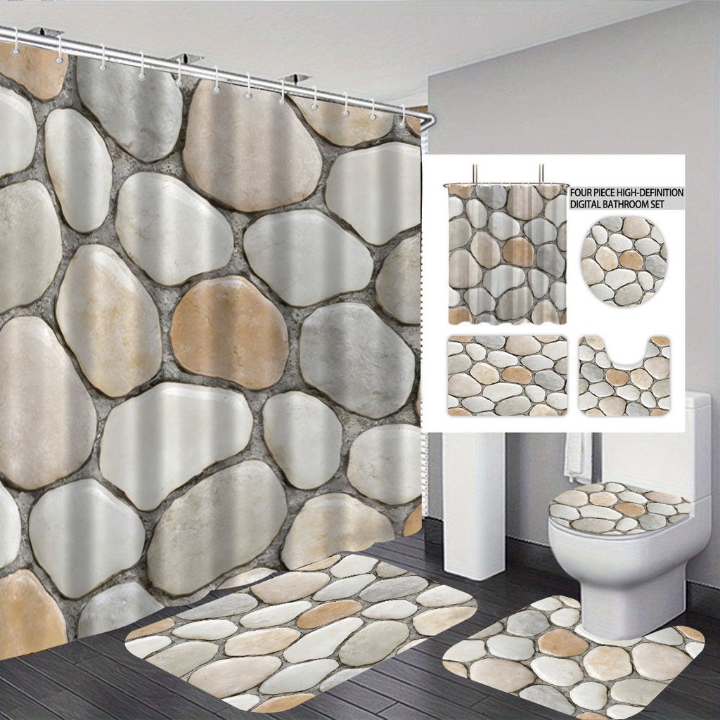 Set decorativo per bagno con tenda doccia e tappetini