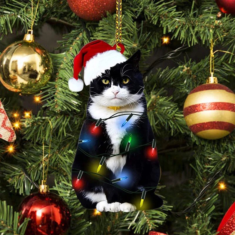 Set di decorazioni natalizie a forma di gatto nero in acrilico – pendenti adorabili per albero, matrimoni, feste e casa