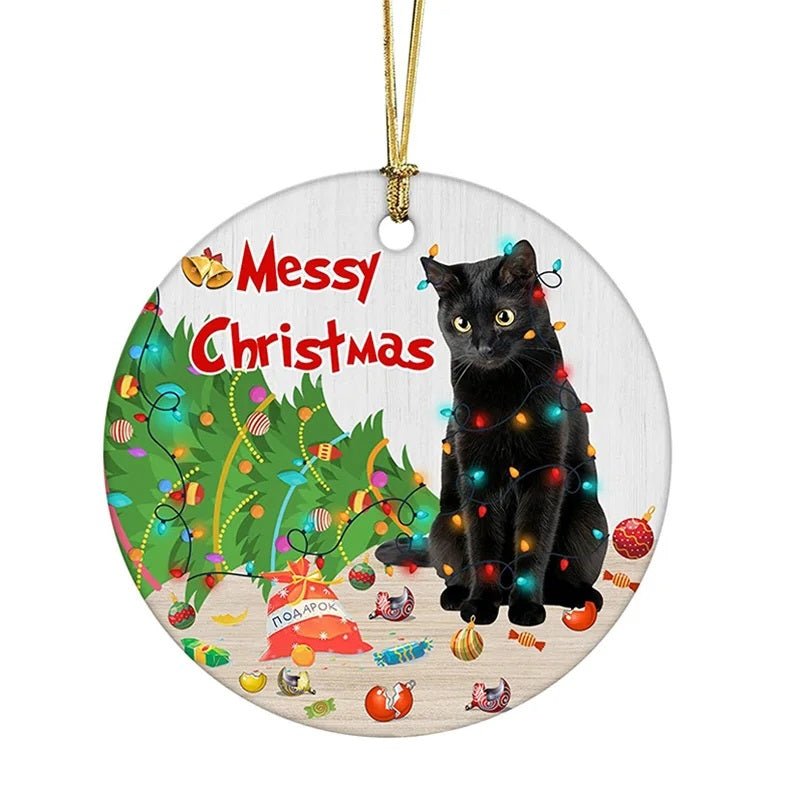 Set di decorazioni natalizie a forma di gatto nero in acrilico – pendenti adorabili per albero, matrimoni, feste e casa