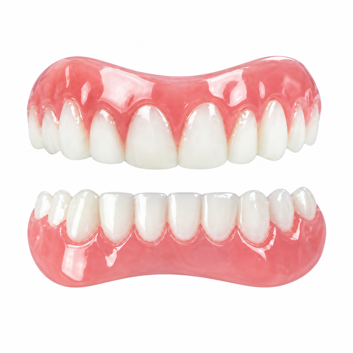Set di dentiere in silicone flessibile con pezzi superiore e inferiore separati per adulti