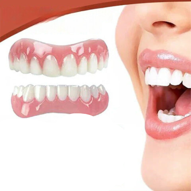 Set di dentiere in silicone flessibile con pezzi superiore e inferiore separati per adulti