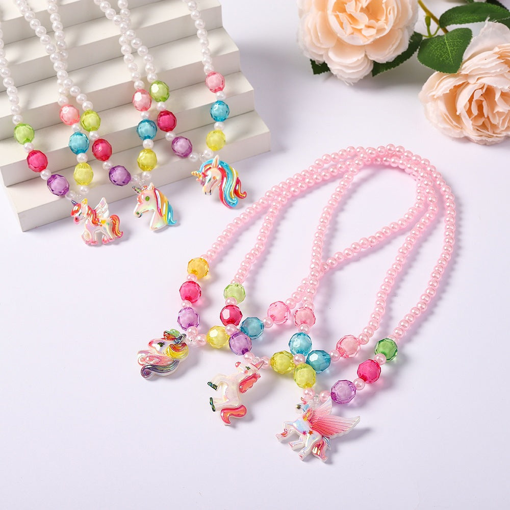 Set di gioielli giocattolo con ciondolo unicorno