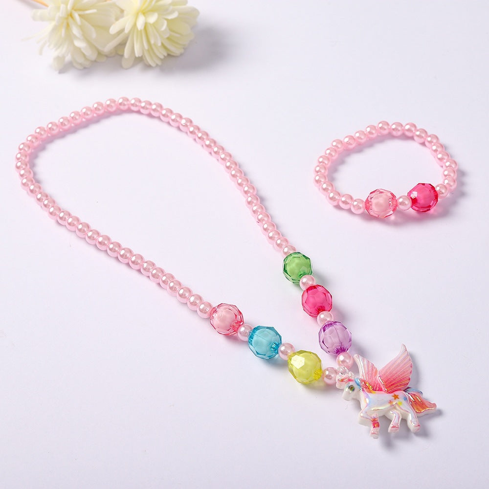 Set di gioielli giocattolo con ciondolo unicorno