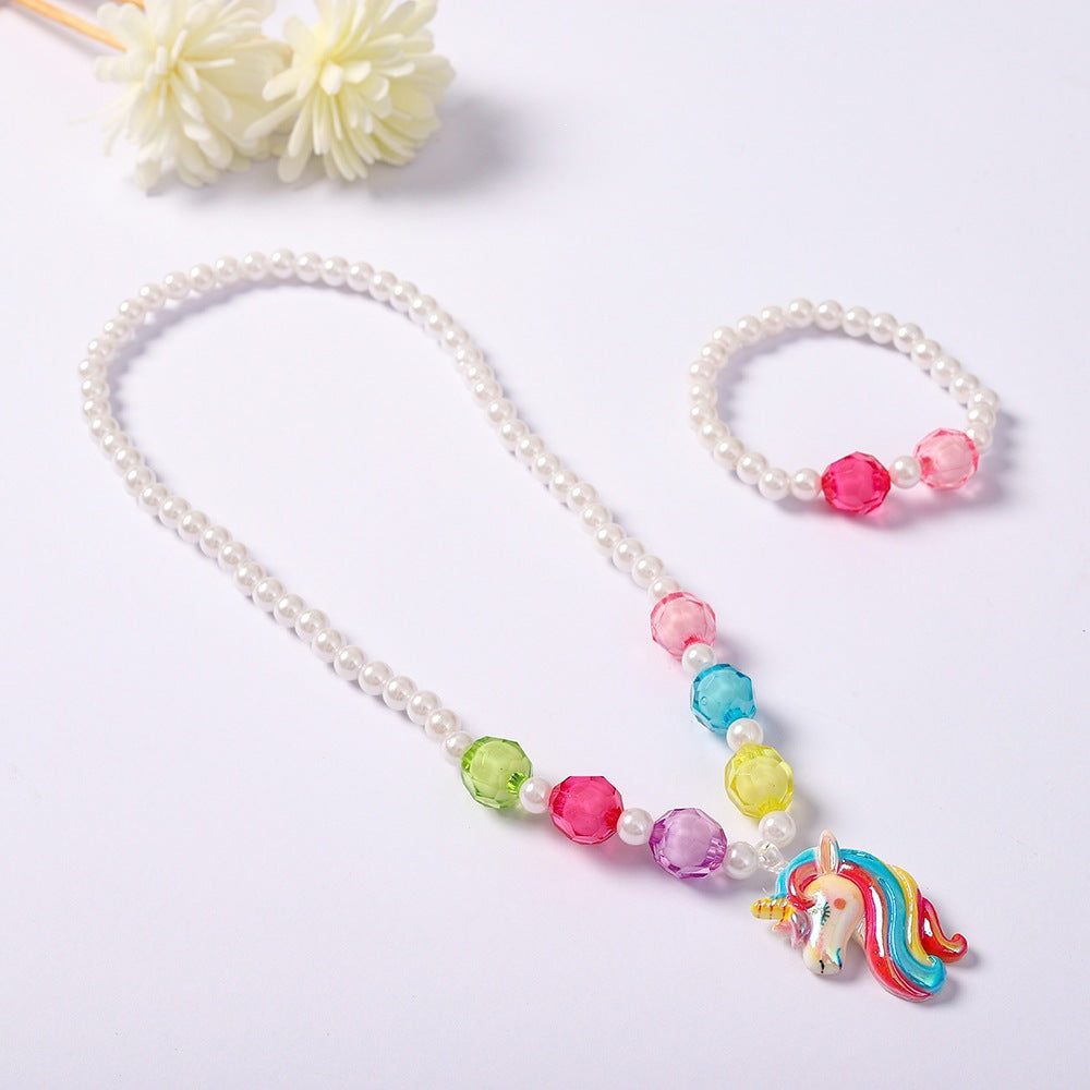 Set di gioielli giocattolo con ciondolo unicorno