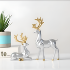 Set di renne geometriche in resina – Coppia decorativa moderna