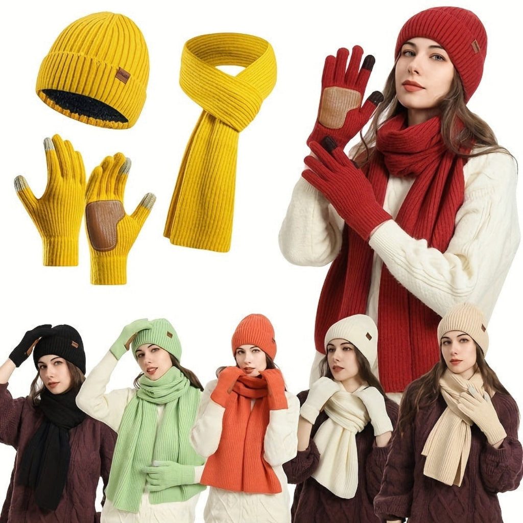 Set invernale in maglia 3 pezzi per il caldo