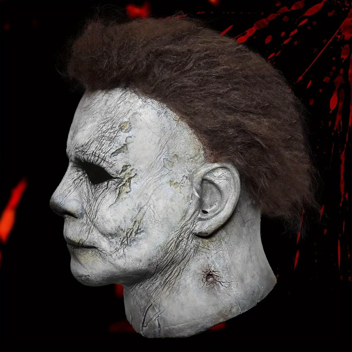Set maschera horror realistica da uomo con coltello finto per Halloween