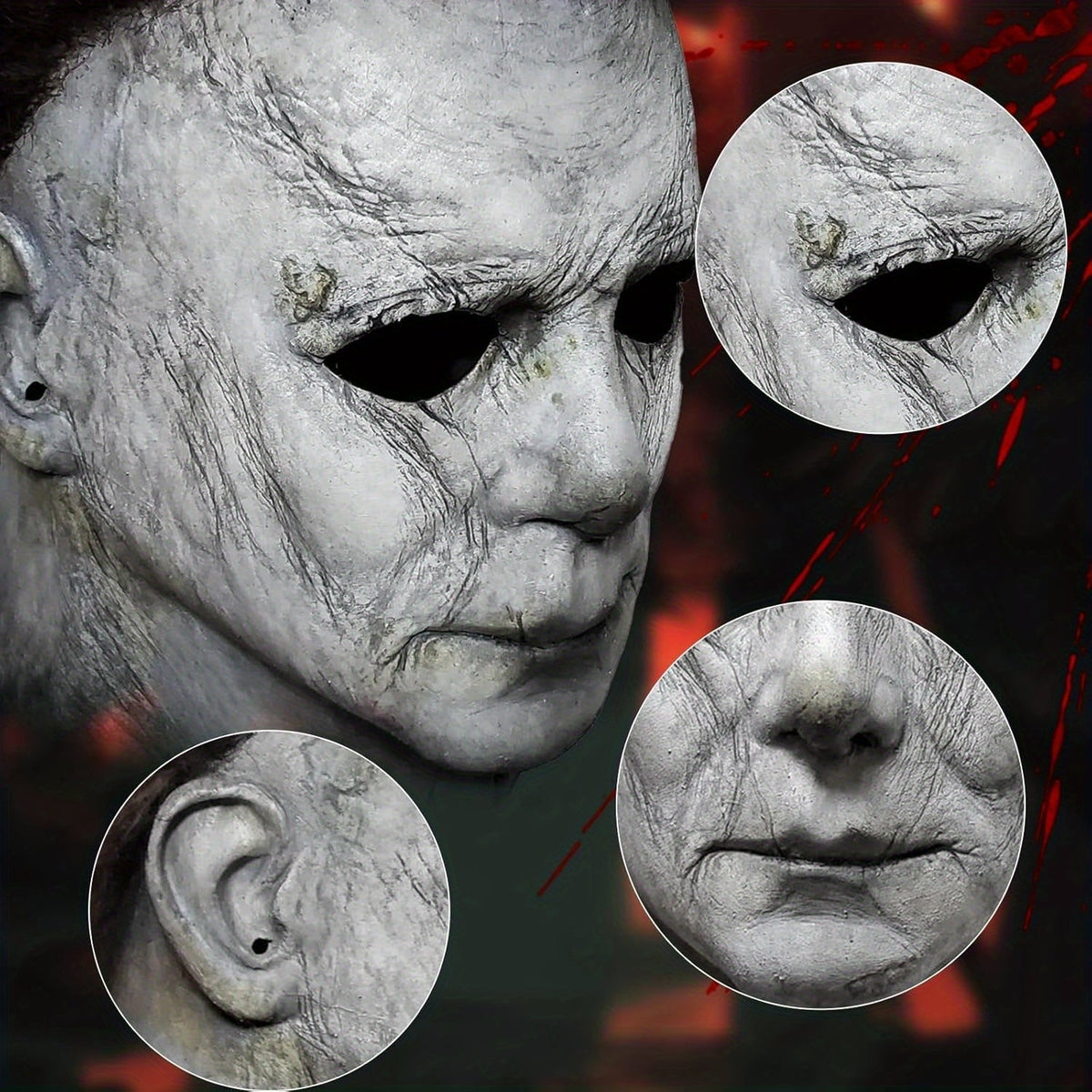 Set maschera horror realistica da uomo con coltello finto per Halloween
