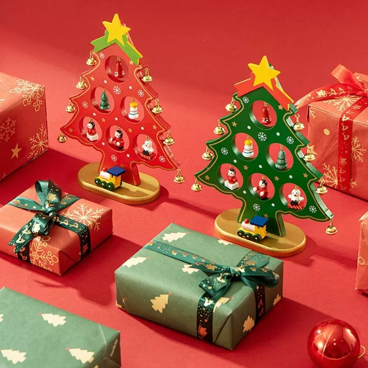 Set mini albero di Natale in legno fai da te