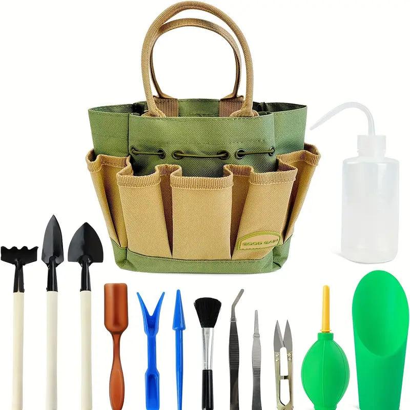 Set mini attrezzi da giardinaggio Planturo – 13 pezzi con custodia organizer